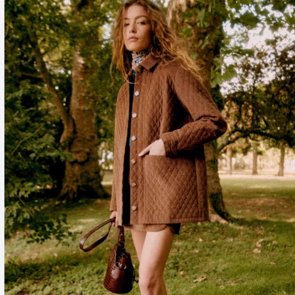 Sezane Brown Quilted Utility Jacket - image 2